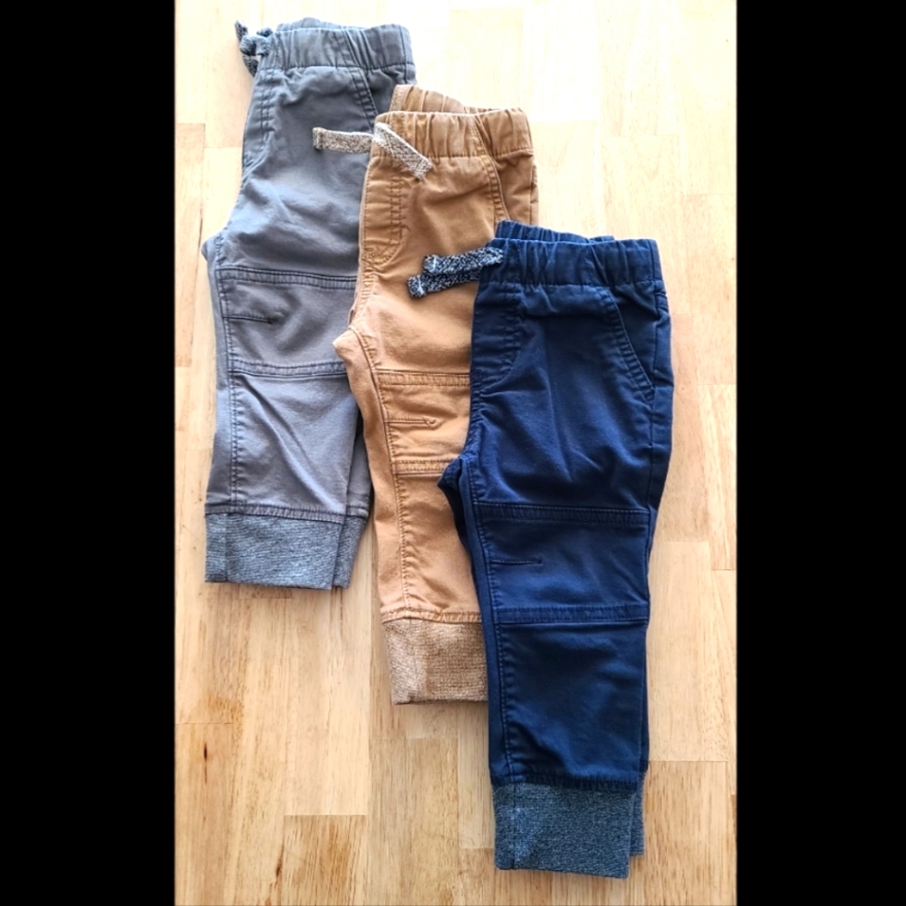 Cat & Jack Jogger, 3 Pack, Blue, Gray, Light Brown, 18 Months